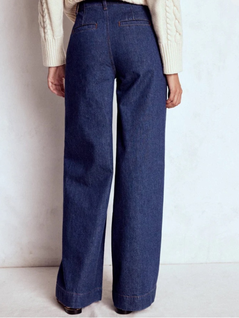 NWT BODEN Stitch Detail Wide Leg Jeans Indigo Dark Wash Size W31P - Picture 4 of 15